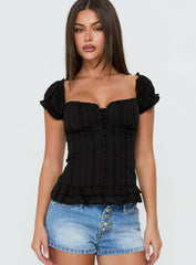 Suiter Frill Detail Top Black