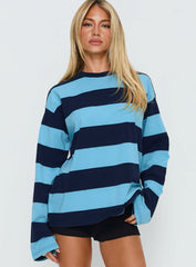 Settle Down Long Sleeve Top Blue Stripe