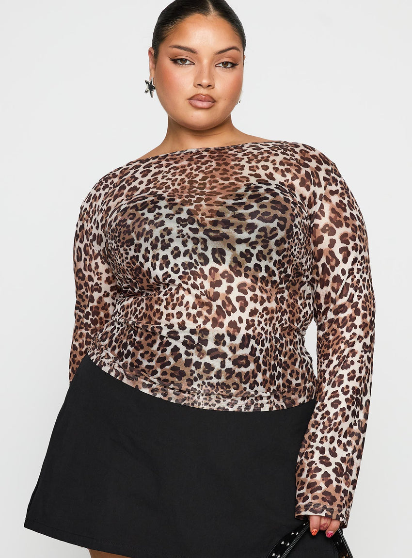 Believe Me Long Sleeve Top Leopard Curve