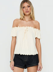 Stars Hollow Babydoll Off Shoulder Top Cream