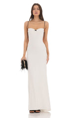 Open Back Two-Toned Maxi Dress in White