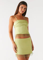Bora Bora Beaded Top - Lime