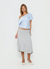 Faisa Off Shoulder Satin Top Powder Blue