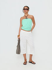 Taleisa Gathered Drape Strapless Top Aqua