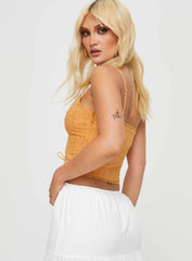 Amitri Lace Up Top Orange
