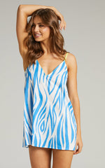 Freyda Mini Dress - Cotton Voile Sleep Mini Slip Dress in Blue