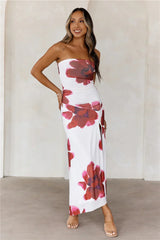 Designer Dream Strapless Mesh Maxi Dress White