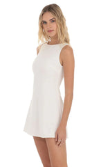 High Neck Dress In White