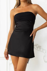 Like A Dream Off Shoulder Satin Mini Dress