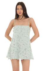 Ruffle Shift Dress in Seafoam Green