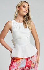 Amalie The Label - Farley Linen Blend Cross Back Top in White