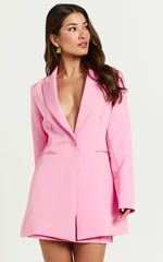 Ariana Blazer - Slim Fitting Longline Blazer in Pink