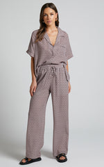 Brunita Pants - Mid Waisted Relaxed Elastic Waist Pants in Moroccan Geo