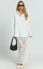 Dahlia Midi Skirt - Lace Skirt in White