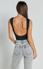 Ollie Bodysuit - Boat Neck Low Back Bodysuit in Black
