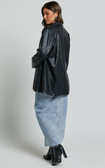 Samanfa Jacket - Faux Leather Jacket in Black