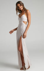 Sophie Maxi Dress - Cowl Neck Cross Back Dress in Champagne