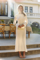 Love On Holidays Long Sleeve Maxi Dress White