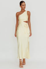 Abloom One Shoulder Satin Maxi Dress Butter