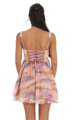 Watercolor Babydoll Dress in Multicolor Print