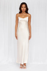 HELLO MOLLY The Samara Satin Maxi Dress Pearl