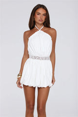 Golden Girl Hours Halter Mini Dress White
