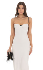 Open Back Two-Toned Maxi Dress in White