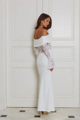 Luxe Temptress Off Shoulder Maxi Dress White