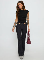 True Grit Eyelet Flare Pants Grey