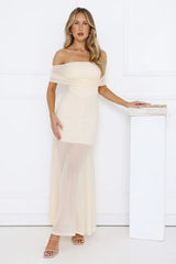 Lumière Off Shoulder Mesh Maxi Dress