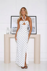 Chic Days Strapless Polka Dot Maxi Dress White