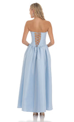 Strapless Corset Gown in Blue