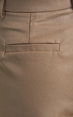 Romola Trousers - Low Rise Relaxed Pocket Flap Detail Straight Leg Trousers in Mocha