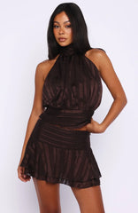 Brightened My Day Mini Skirt Chocolate
