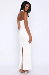 Champagne High Halter Maxi Dress White