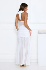 Elevated Hour Glow Halter Maxi Dress White