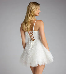 Hallie Rosette Lace-Up Skater Dress