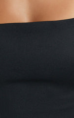 Abellina Top - Wide Neck Halter Crop Top in Black