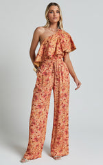 Amalie The Label - Adrienne Linen Look Blend Drawstring Wide Leg Pants in Valencia Print