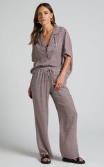 Brunita Pants - Mid Waisted Relaxed Elastic Waist Pants in Moroccan Geo