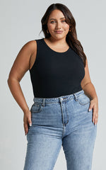 Can't You Tell Top - Ribbed Tank Top in Black