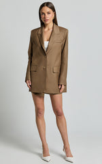 Haidy Blazer - Single Breasted Boyfriend Blazer in Taupe