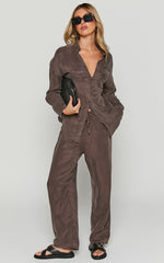 Kaya Pants - Cupro Drawstring Relaxed Pants in Warm Grey