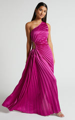 Kitsune Maxi Dress - One Shoulder Cut Out Dress in Pink