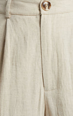 Larissa Trousers - Linen Mid Waisted Relaxed Straight Leg Trousers in Oatmeal