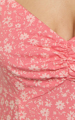 Marcel Midi Dress - Sweetheart Puff Sleeve Thigh Split Dress in Coral