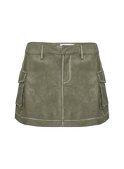 Tanza Faux Leather Mini Skirt Green