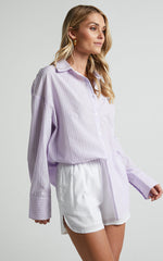 Terah Shirt - Button Up Shirt in LILAC STRIPE