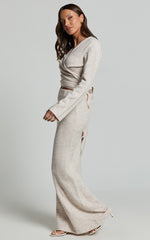 Tessa Maxi Skirt - Knitted Column Maxi Skirt in Stone