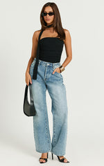 Vera Top - Strapless Mesh Top with Scarf in Black